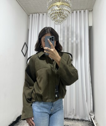  Haki süvet bomber ceket - 2