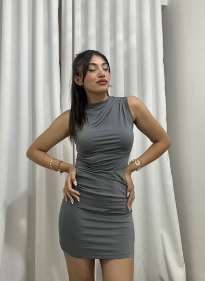 Şık Mini Elbise – Siyah, Bordo, Mavi, Gri Renk Seçenekleri - 3