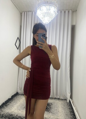 Şık Mini Elbise – Siyah, Bordo, Mavi, Gri Renk Seçenekleri - 5